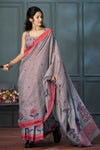 Taupe Grey Handloom Linen Saree