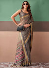 Taupe Grey Woven Designer Cotton Saree