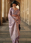 Taupe Purple Festive Zari Woven Banarasi Saree