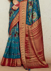 Teal Blue Brasso Designer Soft Silk Saree