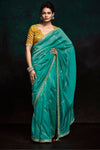 Teal Blue Designer Organza Saree with Embroidery Border