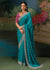 Teal Blue Designer Silk Saree with Heavy Embroidery Work