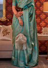 Teal Blue Dual Tone Woven Kanjivaram Silk Saree