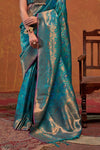 Teal Blue Kanjivaram Saree