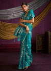 Teal Blue Satin Silk Saree