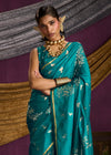 Teal Blue Satin Silk Saree