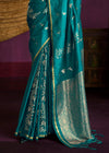 Teal Blue Satin Silk Saree