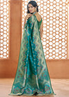 Teal Blue Woven Banarasi Soft Silk Saree