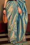 Teal Forest Green Dual Tone Woven Kanjivaram saree