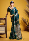 Teal Green Banarasi Satin Silk Saree