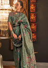 Teal Green Dual Tone Kanjivaram Silk Saree