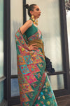 Teal Green Jamawar Kashmiri Cotton Silk Saree