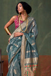 Teal Green Paithani Tissue Silk Saree