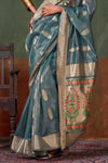 Teal Green Paithani Tissue Silk Saree