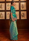 Teal Green Woven Banarasi Soft Silk Saree