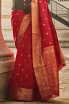 Temple Maroon Khadi South Silk Saree With Motifs