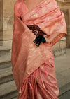 Terra Cotta Peach Festive Zari Woven Banarasi Saree