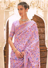 Thistle Purple Banarasi Kashmiri Jamawar Silk Saree