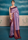 Thistle Purple Woven Kanjivaram Silk Saree