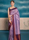 Thistle Purple Woven Kanjivaram Silk Saree