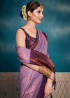 Thistle Purple Woven Kanjivaram Silk Saree