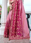 Thulian Pink Embroidered Designer Tissue Silk Saree