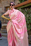 Thulian Pink Rangkaat Katan Handloom Silk Saree