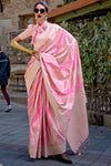 Thulian Pink Rangkaat Katan Handloom Silk Saree