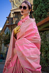 Thulian Pink Rangkaat Katan Handloom Silk Saree