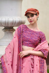 Thulian Pink Woven Linen Cotton Saree