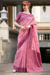 Thulian Pink Woven Linen Cotton Saree