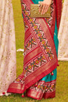 Tiffany Blue Printed Patola Silk Saree