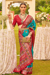 Tiffany Blue Printed Patola Silk Saree