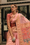 Tumbleweed Pink Kashmiri Jamawar Handloom Silk Saree