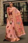 Tumbleweed Pink Kashmiri Jamawar Handloom Silk Saree