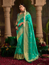 Turquoise Blue Banarasi Silk Saree