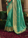 Turquoise Blue Banarasi Silk Saree