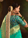 Turquoise Blue Banarasi Silk Saree