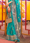 Turquoise Blue Banarasi Soft Silk Saree