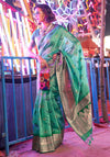 Turquoise Green Handloom Banarasi Silk Saree