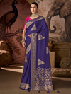 Violet Banarasi Soft Silk Saree With Contrast Blouse