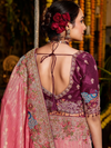 Rose Pink Banarasi Tissue Silk Saree With Contrast Blouse
