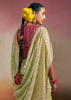 Vanilla Green Woven Soft Silk Banarasi Saree With Designer Blouse