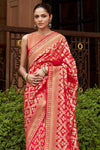 Vermilion Red Woven Banarasi Saree