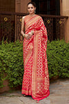 Vermilion Red Woven Banarasi Saree