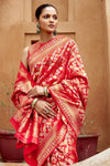 Vermilion Red Woven Banarasi Saree