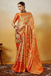 Vibrant Orange and Gold Kanjivaram Silk Saree