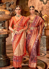 Violet And Festive Red Golden Meenakari Banarasi Designer Silk Saree