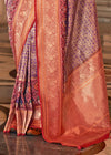 Violet And Festive Red Golden Meenakari Banarasi Designer Silk Saree