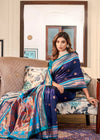 Violet Blue Woven Paithani Soft Silk Saree